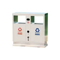 翌嘉YJ4070404 不锈钢分类垃圾箱公共场合环卫果皮箱户外垃圾桶 201不锈钢永康桶原色