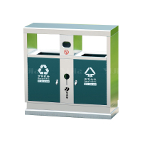 翌嘉YJ4070406 不锈钢分类垃圾箱公共场合环卫果皮箱户外垃圾桶 201不锈钢永康桶绿色