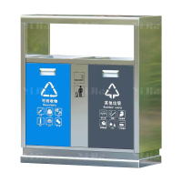 翌嘉YJ4070409 不锈钢分类垃圾箱公共场合环卫果皮箱户外垃圾桶 免钥匙二分类