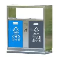 翌嘉YJ4070409 不锈钢分类垃圾箱公共场合环卫果皮箱户外垃圾桶 免钥匙二分类