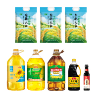 金龙鱼玉米油+金龙鱼菜籽油+金龙鱼葵花籽油+米+酱油+陈醋组合