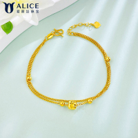 Alice爱丽丝珠宝 足金足金双层圆珠路路通手链 O0400015