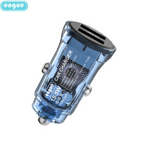 engue恩谷 快速充电双USB口设计透明外壳15W车载充电器 EG-CM06