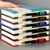 朗捷(longe)[配笔]360页笔记本本子羊巴皮记事本加厚笔记本商务皮面本简约日记本定制 海藻绿(单本) A5