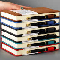 朗捷(longe)[配笔]360页笔记本本子羊巴皮记事本加厚笔记本商务皮面本简约日记本定制 棕色(单本) A5