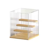 翌嘉YJ4122633 透明收纳防尘罩盲盒乐高积木手办亚克力展示盒 木底四层 220*235*270