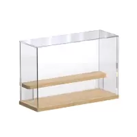 翌嘉YJ4122634 透明收纳防尘罩盲盒乐高积木手办亚克力展示盒 木底二层 320*120*210