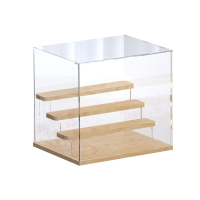 翌嘉YJ4122636 透明收纳防尘罩盲盒乐高积木手办亚克力展示盒 木底四层 320*260*290