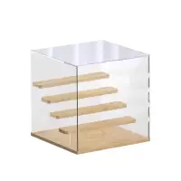 翌嘉YJ4122637 透明收纳防尘罩盲盒乐高积木手办亚克力展示盒 木底五层 320*305*320