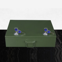 汇云星器械箱零散工具器材存放柜 野外特殊装备便携式双锁柜 军绿色 290*215*115mm