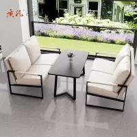 质凡咖啡厅沙发椅桌组合酒店沙发商用休闲椅 双人位*2+小长桌*1[颜色备注]