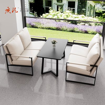 质凡咖啡厅沙发椅桌组合酒店沙发商用休闲椅 双人位*2+小长桌*1[颜色备注]