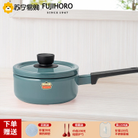 FUJIHORO 日本进口珐琅锅铸铁锅 搪瓷瓷釉煲汤锅 双耳奶锅熟铁珐琅单柄锅 湖蓝色 18cm 2.2L奶锅