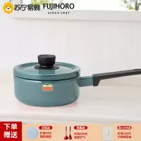 FUJIHORO 日本进口珐琅锅铸铁锅 搪瓷瓷釉煲汤锅 双耳奶锅熟铁珐琅单柄锅 湖蓝色 18cm 2.2L奶锅