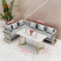 质凡休闲洽谈商用卡座沙发桌椅组合 灰色左7组合