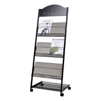 翌嘉YJ4122828 杂志架展示架报置物架收纳落地报纸报刊架 三层黑色 480*360*1280