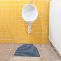 谋福 小便池地垫 卫生间马桶防滑吸水地垫 灰色条纹1片装(45cm*52cm)