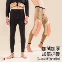 策霸CEBA秋冬貂绒护膝保暖裤男加绒加厚打底德绒秋裤男士高腰羊毛棉裤男款