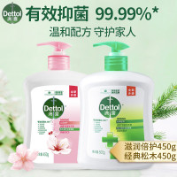 滴露(Dettol)洗手液 有效抑菌99.9% 儿童宝宝健康抑菌洗手液 滋润倍护450g*1+经典松木450g*1