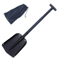 谋福 氧化铝合金伸缩多功能折叠铲除冰除雪车用便携登山雪铲锹(黑雪铲+布袋)