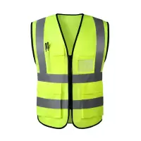 翌嘉YJ4112131 反光背心环卫园林反光马甲施工交通反光衣 针织布口袋款荧光黄