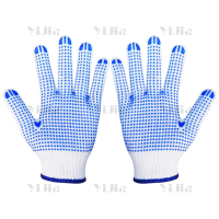 翌嘉YJ40620007点塑手套劳保手套防滑耐磨点胶手套 850g蓝点塑