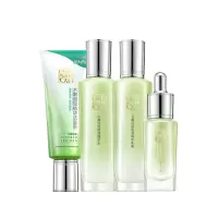 百雀羚 水嫩倍现 臻美套装(洁面95g+水100ml+乳100ml+眼部精华15ml)