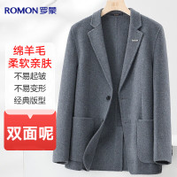 罗蒙双面呢羊毛西服男休闲西装外套单西修身双面尼毛呢大衣男西装上衣