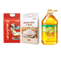 米妹妹 五常大米鸭稻米5kg+一级大豆油5L+甄选多用途小麦粉5kg
