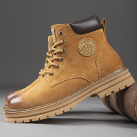 马丁靴男2025新款潮流皮靴情侣款靴子男女户外工装大黄靴加绒棉鞋