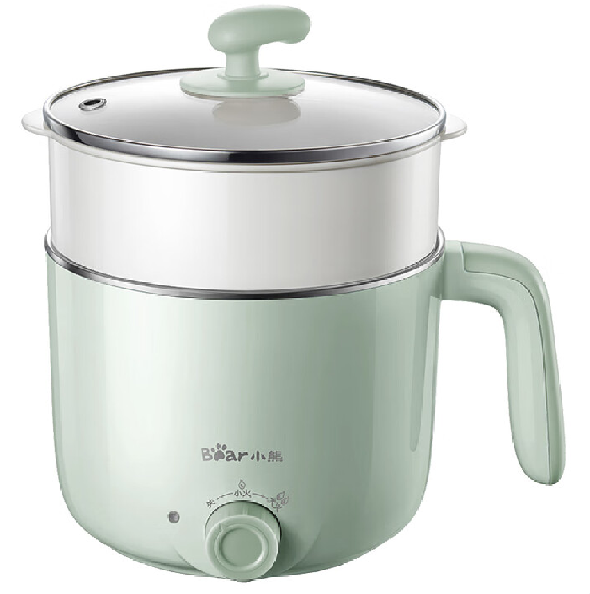 小熊(Bear)电煮锅小电锅电火锅多功能迷你宿舍锅1.2L 不粘锅DRG-C12R6蒸笼款
