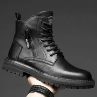 马丁靴男款秋冬季加绒保暖2025新款男士靴子男鞋真皮潮流中帮男靴