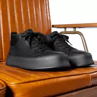 男鞋日系加绒高帮板鞋2025秋冬真皮厚底耐磨马丁靴户外休闲工装靴