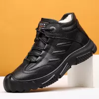 温州冬季加厚羊毛棉鞋男皮毛一体保暖真皮高帮皮鞋男士雪地靴_06