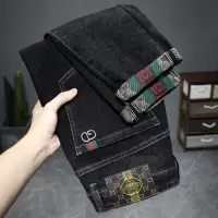 春秋季牛仔裤弹性常规款牛仔裤男生潮牌修身弹力直筒牛仔裤子男装_211526