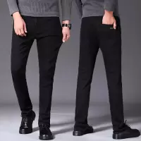 黑色牛仔裤男棉质耐磨抗静电休闲裤男士不掉色百搭修身直筒裤男款