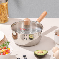 康巴赫 奶锅304不锈钢不粘雪平锅宝宝辅食锅可悬挂带盖18cm KGJ-X18W