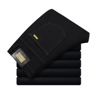 常规加绒可选男装修身牛仔裤电商弹力黑色裤子男