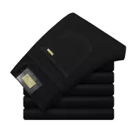 常规加绒可选男装修身牛仔裤电商弹力黑色裤子男