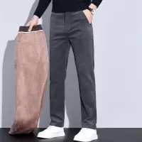 常规加绒可选雪尼尔裤子男弹力轻商务修身加绒保暖北方磨毛休闲裤