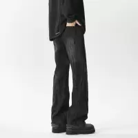 美式牛仔裤男士秋冬高街喇叭黄泥染欧美vibe风复古时尚显瘦微喇裤