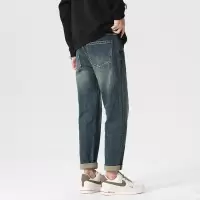 港风宽松男士牛仔哈伦裤秋冬新品时尚靓仔时髦帅气百搭锥形裤休闲