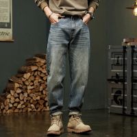 2025美式复古牛仔裤男士宽松直筒2023新款春秋季高街潮牌工装裤子_830