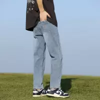 春秋九分牛仔裤男潮流痞帅修身小脚裤男士刺绣舒适简约休闲裤男款