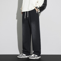 针织马骝直筒阔腿裤男秋冬新款宽松垂感时尚高街系带拖地休闲裤潮_64842
