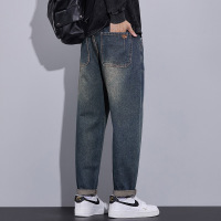 潮流复古港风哈伦裤男宽松秋冬新款时尚感休闲百搭锥形牛仔裤男生_87056