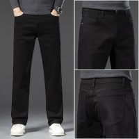 98%棉高档牛仔裤精品男 简约黑色设计潮牌百搭宽松直筒裤秋冬新品