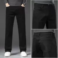 98%棉高档牛仔裤精品男 简约黑色设计潮牌百搭宽松直筒裤秋冬新品