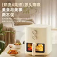 小熊(Bear)空气炸锅大容量5升可视全自动不用翻面 QZG-H15U8 米白色 5L