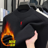 含羊毛加绒加厚半高领毛衣男2025冬季新款时尚刺绣打底男士针织衫